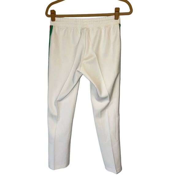 Pam & Gela Cropped Mid Rise White Track Pants Joggers Rainbow Stripes Small - Picture 5 of 14